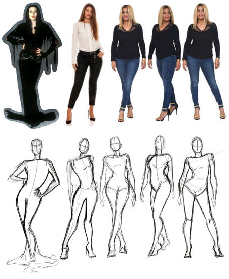 Pose ideas and anatomy sketches for "The Red Witch." I liked the casual defiance of the second one.