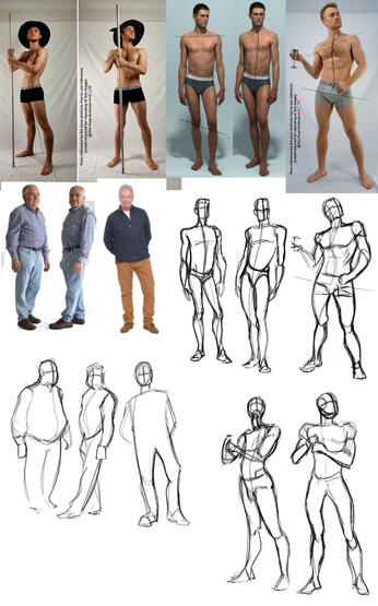 Pose ideas for the wizard. I ended up taking elements of two references for him.