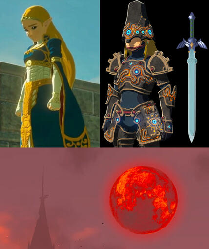 Reference images of how the characters, props and moon appear in the game.