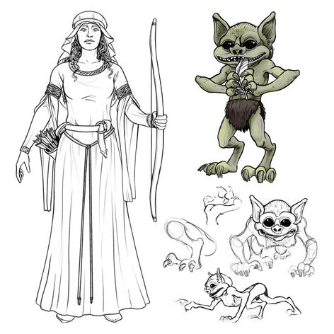 Finalized outfit with my concept art of the goblins.