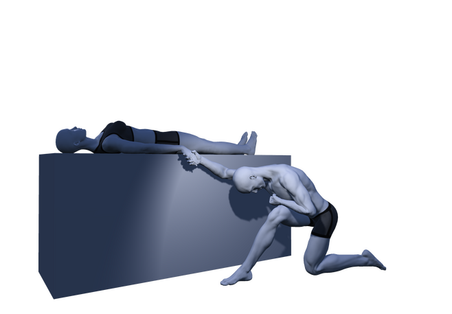 The initial model I made in MagicPoser; I later raised the knight's hand to his face.
